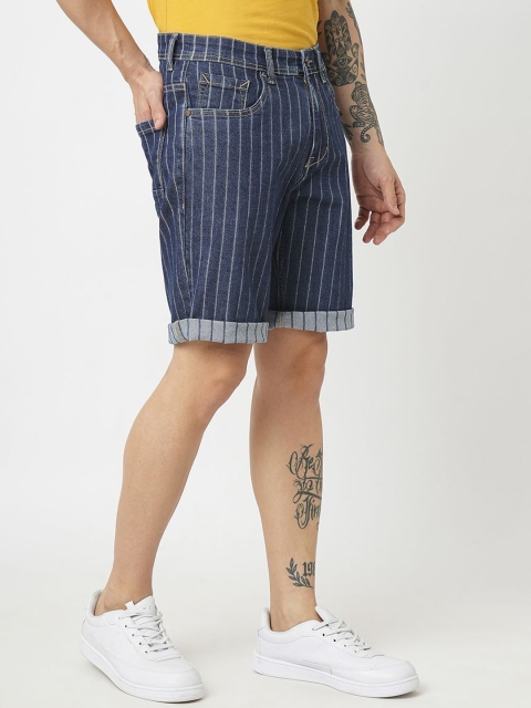 The Roadster Lifestyle Co Men Striped Slim Fit Mid-Rise Shorts - Image 3