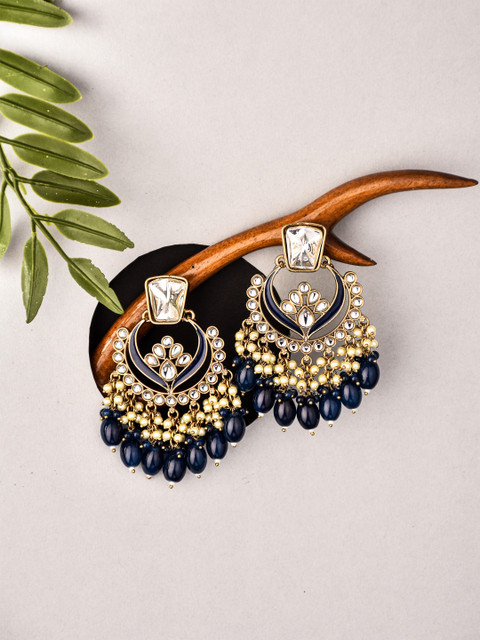 Anvik Gold Plated Beaded Contemporary Chandbalis - Image 2