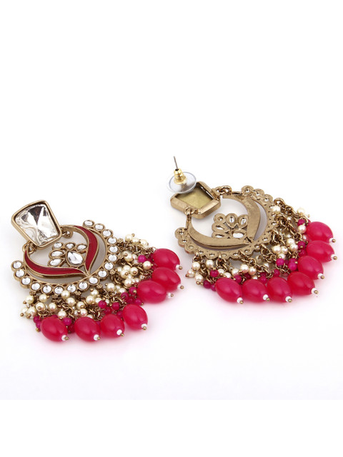 Anvik Gold Plated Kundan Studded Contemporary Chandbalis Earrings - Image 4