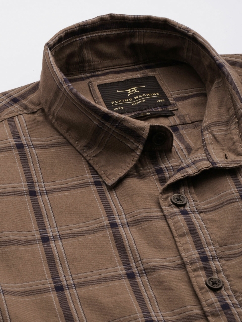Flying Machine Slim Fit Checked Pure Cotton Casual Shirt - Image 2