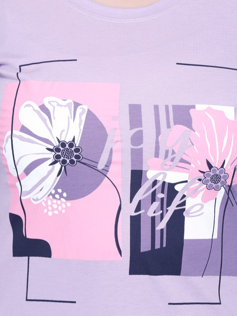 IN Love Women Printed Plus Size Round Neck Cotton T-Shirt - Image 2