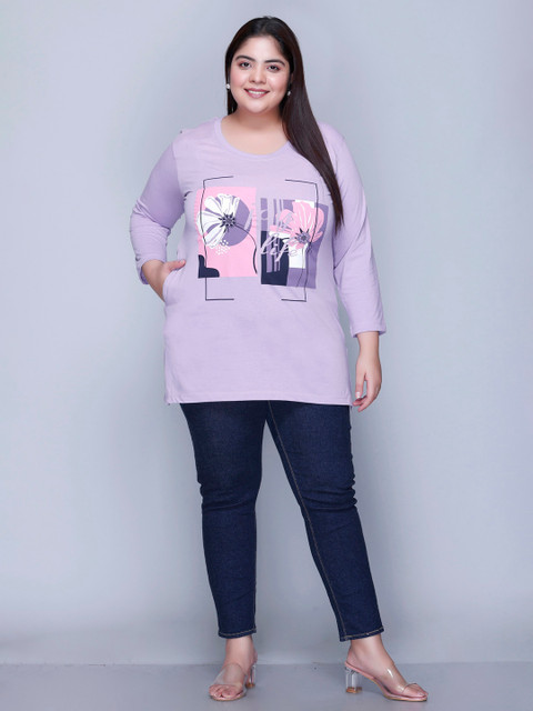 IN Love Women Printed Plus Size Round Neck Cotton T-Shirt - Image 7