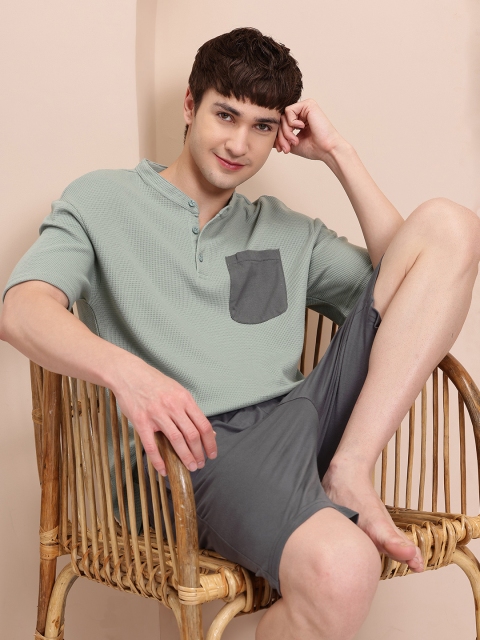 Mast & Harbour Men Waffle Weave Relaxed Fit Shorts Set