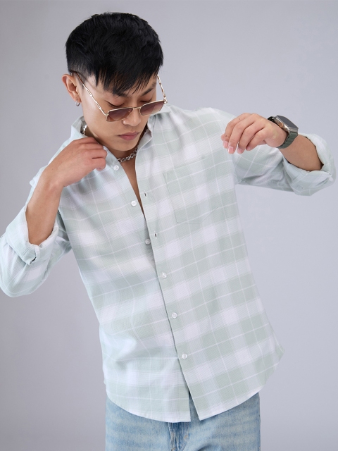 VASTRADO Men Classic Cutaway Collar Tartan Checked Cotton Slim Fit Casual Shirt - Image 6