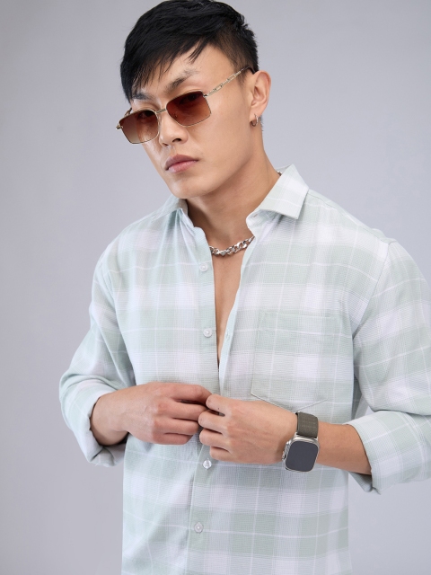 VASTRADO Men Classic Cutaway Collar Tartan Checked Cotton Slim Fit Casual Shirt - Image 3