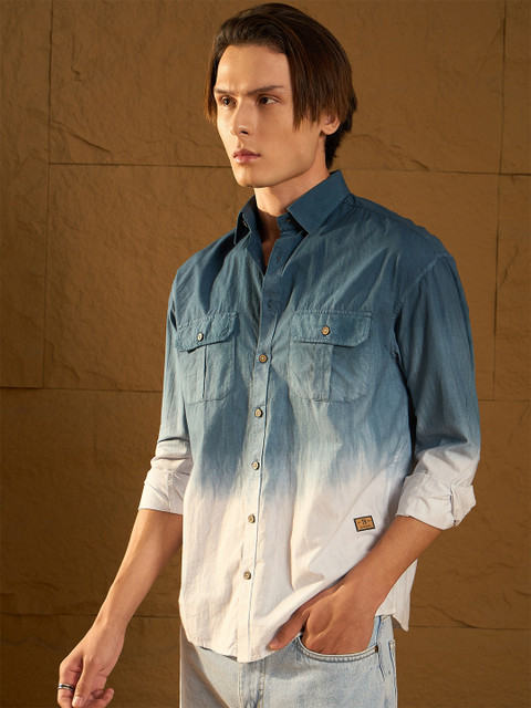 DENNISON Double Pocket Drop Shoulder Oversized Ombre Shirt - Image 4