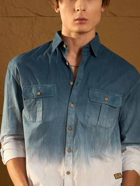 DENNISON Double Pocket Drop Shoulder Oversized Ombre Shirt - Image 3