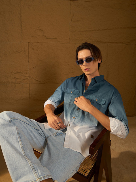 DENNISON Double Pocket Drop Shoulder Oversized Ombre Shirt - Image 7