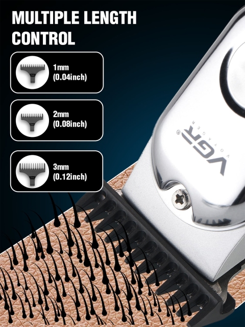 VGR V-071 Professional Hair Clipper With 3 Guide Combs & 120 min Runtime - Silver - Image 6