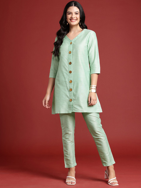 Anouk Solid Tunic & Trousers Co-Ord Set