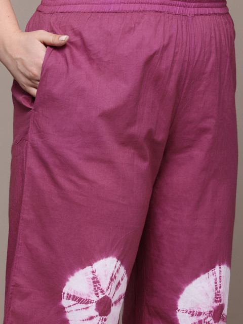 Readiprint Plus Size Tie & Dye Dyed Pure Cotton Top With Palazzos - Image 3