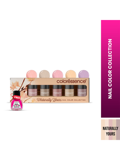 Coloressence Set Of 5 Naturally Yours Quick Dry Nail Paint With Remover - 6 ml Each