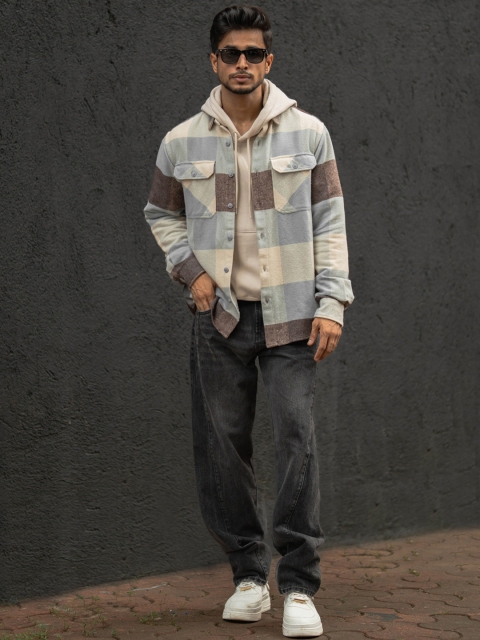 Powerlook Men Spread Collar Checked Cotton Casual Shirt - Image 5