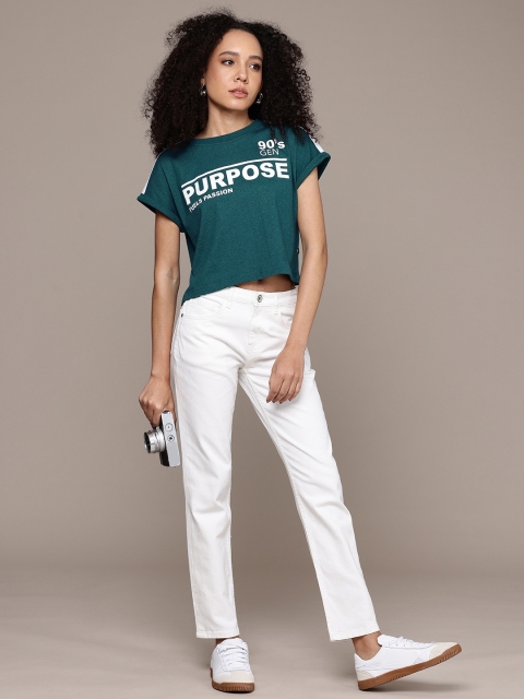 The Roadster Life Co. Typography Printed Extended Sleeves Boxy Crop T-shirt - Image 6