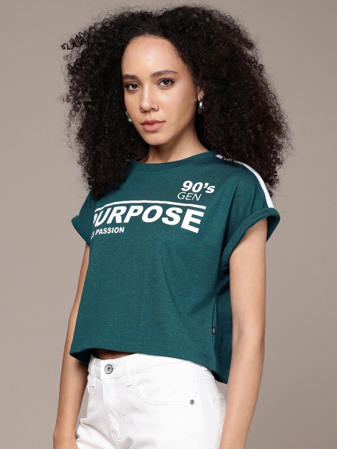 The Roadster Life Co. Typography Printed Extended Sleeves Boxy Crop T-shirt - Image 4