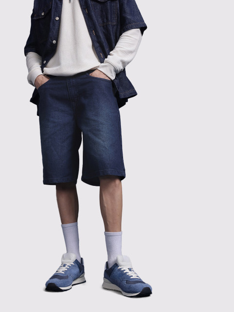 The Roadster Life Co. Men Cotton Washed Denim Relaxed Fit Jorts