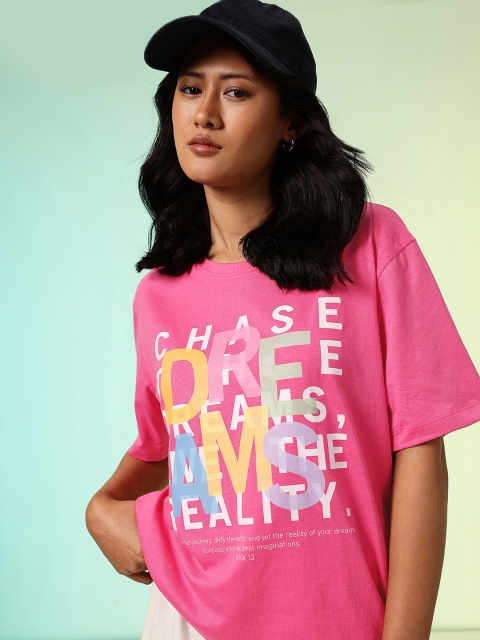 HRX by Hrithik Roshan Typography Printed Pure Cotton Relaxed Fit T-shirt