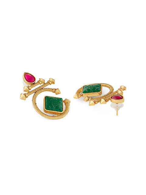 Zaveri Pearls Gold-Plated Stone Studded Contemporary Drop Earrings - Image 5
