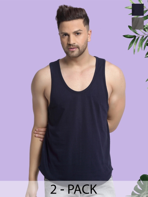 Friskers Men Pack Of 2 Anti Bacterial Cotton Innerwear Gym Vests