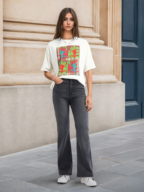 Flying Machine Women Bootcut High-Rise Light Fade Stretchable Jeans