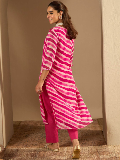 Indo Era Leheriya Embroidered Straight Kurta - Image 5