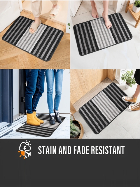Kuber Industries Grey & Black 6 Pieces Textured Striped Doormats - Image 5