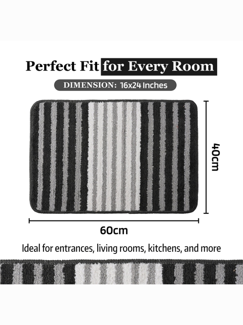 Kuber Industries Grey & Black 6 Pieces Textured Striped Doormats - Image 7