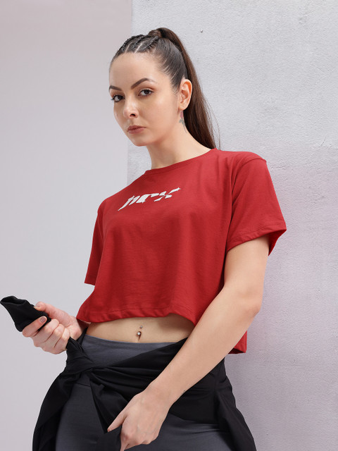 HRX by Hrithik Roshan Lifestyle Brand Logo Printed Crop T-shirt