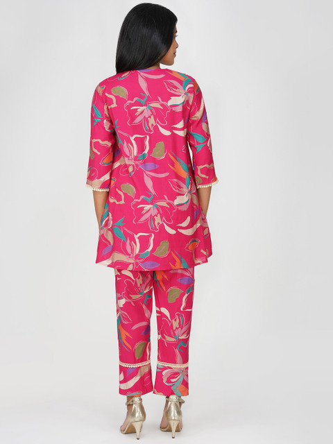 Bindigasm Floral Printed V-Neck Tunic With Trousers - Image 5