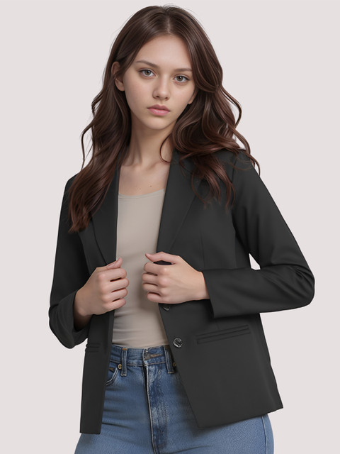 BAESD Women Notched Lapel Collar Single-Breasted Formal Blazer