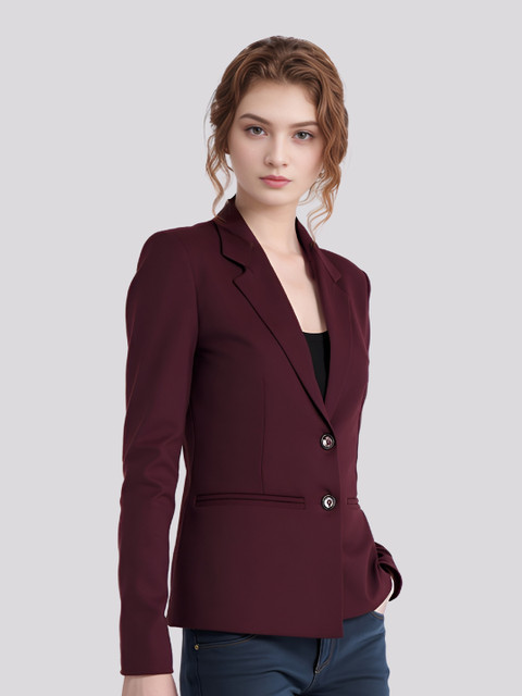 BAESD Women Notched Lapel Collar Single-Breasted Formal Blazer