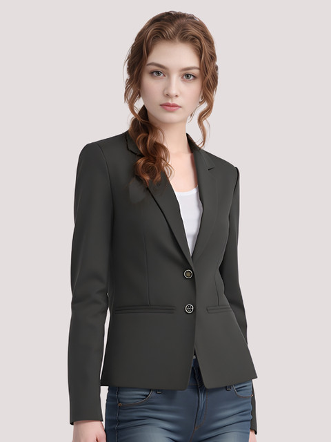 BAESD Women Notched Lapel Collar Single Breasted Formal Blazer