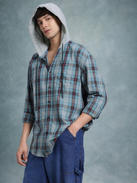 The Roadster Life Co. Men Checked Pure Cotton Relaxed Fit Hooded Casual Shirt - Image 4