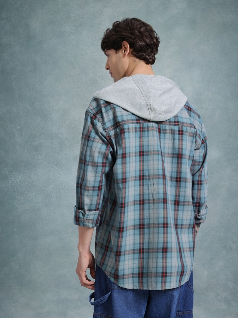 The Roadster Life Co. Men Checked Pure Cotton Relaxed Fit Hooded Casual Shirt - Image 5