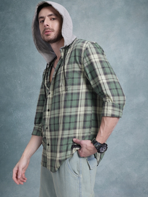 The Roadster Life Co. Tartan Checks Pure Cotton Hooded Relaxed Fit Shirt - Image 5