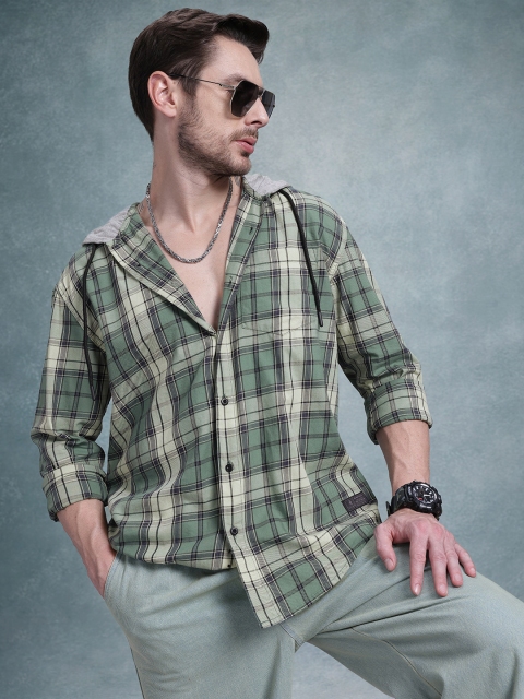 The Roadster Life Co. Tartan Checks Pure Cotton Hooded Relaxed Fit Shirt - Image 2