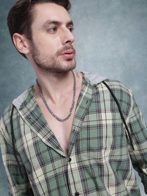 The Roadster Life Co. Tartan Checks Pure Cotton Hooded Relaxed Fit Shirt - Image 3