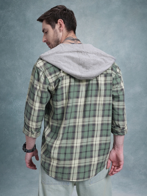The Roadster Life Co. Tartan Checks Pure Cotton Hooded Relaxed Fit Shirt - Image 6