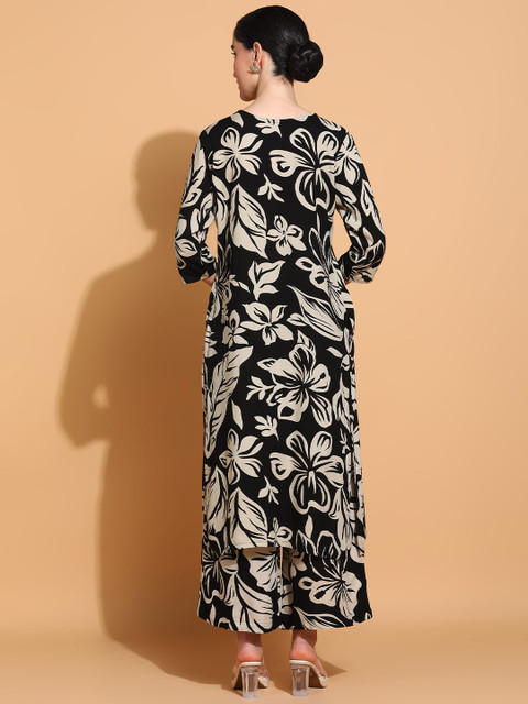 KALINI Floral Printed V-Neck Tunic with Palazzo Co-Ords - Image 5