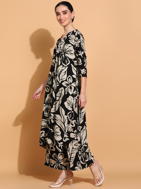 KALINI Floral Printed V-Neck Tunic with Palazzo Co-Ords - Image 4