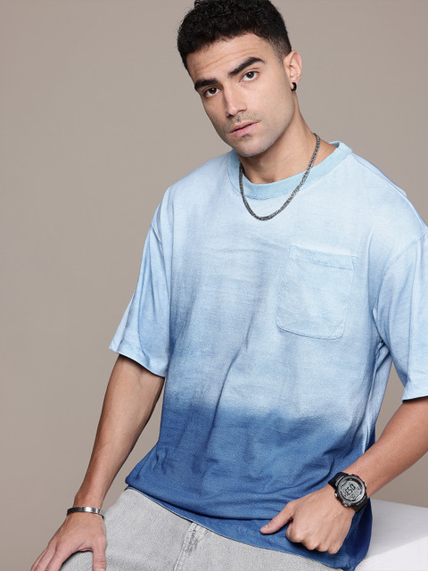 The Roadster Life Co. Ombre Dyed Drop-Shoulder Sleeves Pure Cotton T-shirt