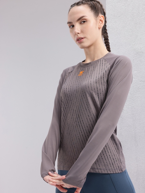HRX by Hrithik Roshan Striped Raglan Sleeves Rapid-Dry Training T-shirt