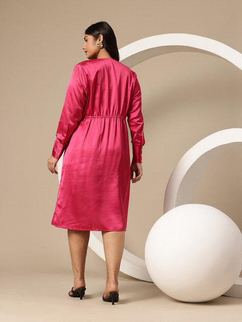 Sztori Plus Size Satin Wrap Dress - Image 5