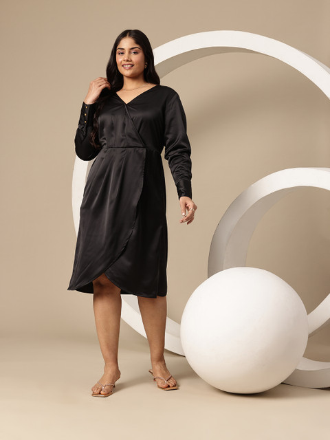 Sztori Plus Size Satin Wrap Dress - Image 3