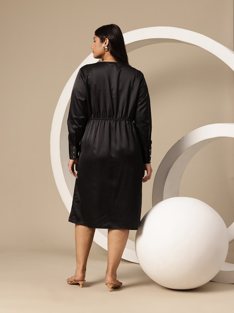 Sztori Plus Size Satin Wrap Dress - Image 5