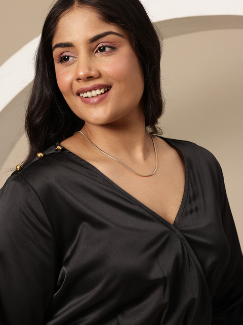 Sztori Plus Size Satin Wrap Dress - Image 2