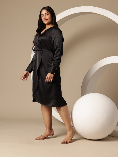Sztori Plus Size Satin Wrap Dress - Image 4