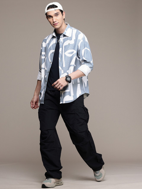 WROGN Corduroy Opaque Printed Oversized Casual Shirt - Image 6