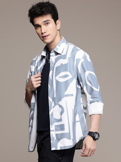 WROGN Corduroy Opaque Printed Oversized Casual Shirt - Image 4