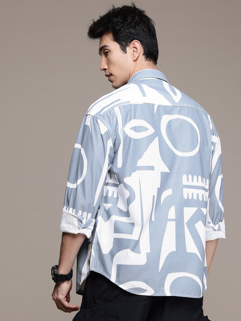 WROGN Corduroy Opaque Printed Oversized Casual Shirt - Image 5